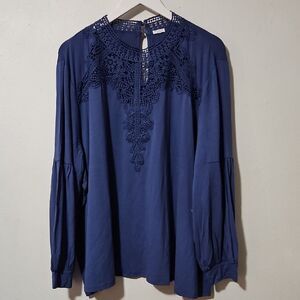 Studio 1886Deep Blue Embroidered Blouse
